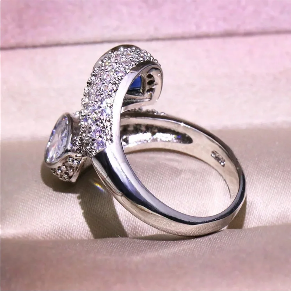 New Women’s 925 Silver Beautiful Sapphire Ring - Picture 4 of 5